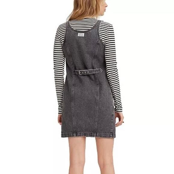 LEVI'S Tuli Denim Front Button Jumper Mini Dress Washed Black Small S - Picture 2 of 10